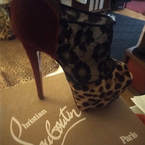 Christian Louboutin Red / leopard print bootie - Picture 9 of 9